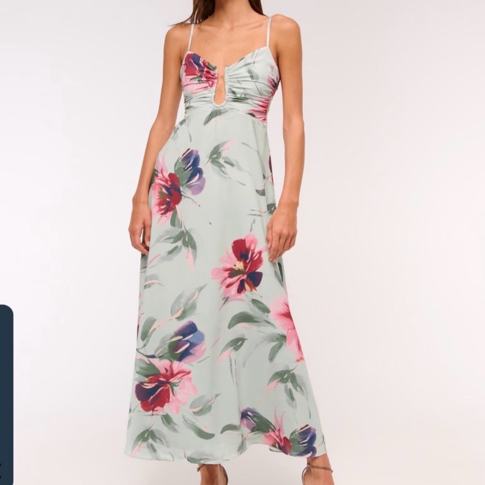 Abercrombie & Fitch Floral Maxi Dress in Pink and Blue